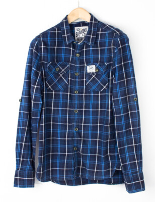 SUPERDRY HOMME CHEMISE MANCHES LONGUES COTON TAILLE L TRÈS BON ÉTAT