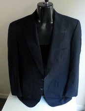 Vtg. PAUL STUART 100 Wool 2 Button Navy Pinstriped Blazer SZ 44L