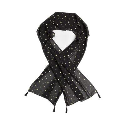 Star Scarf Foil Print Scarf Women's Lightweight Gold Foil Print