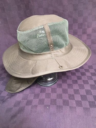 KHAKI/BEIGE BOONIE HAT WITH SUMMER MESH W/BUCKET EAR FLAP W/NECK HUNT FISH HIKE - Picture 4 of 7