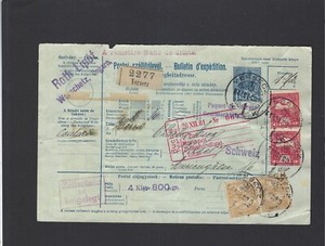 HUNGARY-1901-PARCEL POST  LABEL-NICE FRANKING-NICE CANCELS-AV-TORN -#311