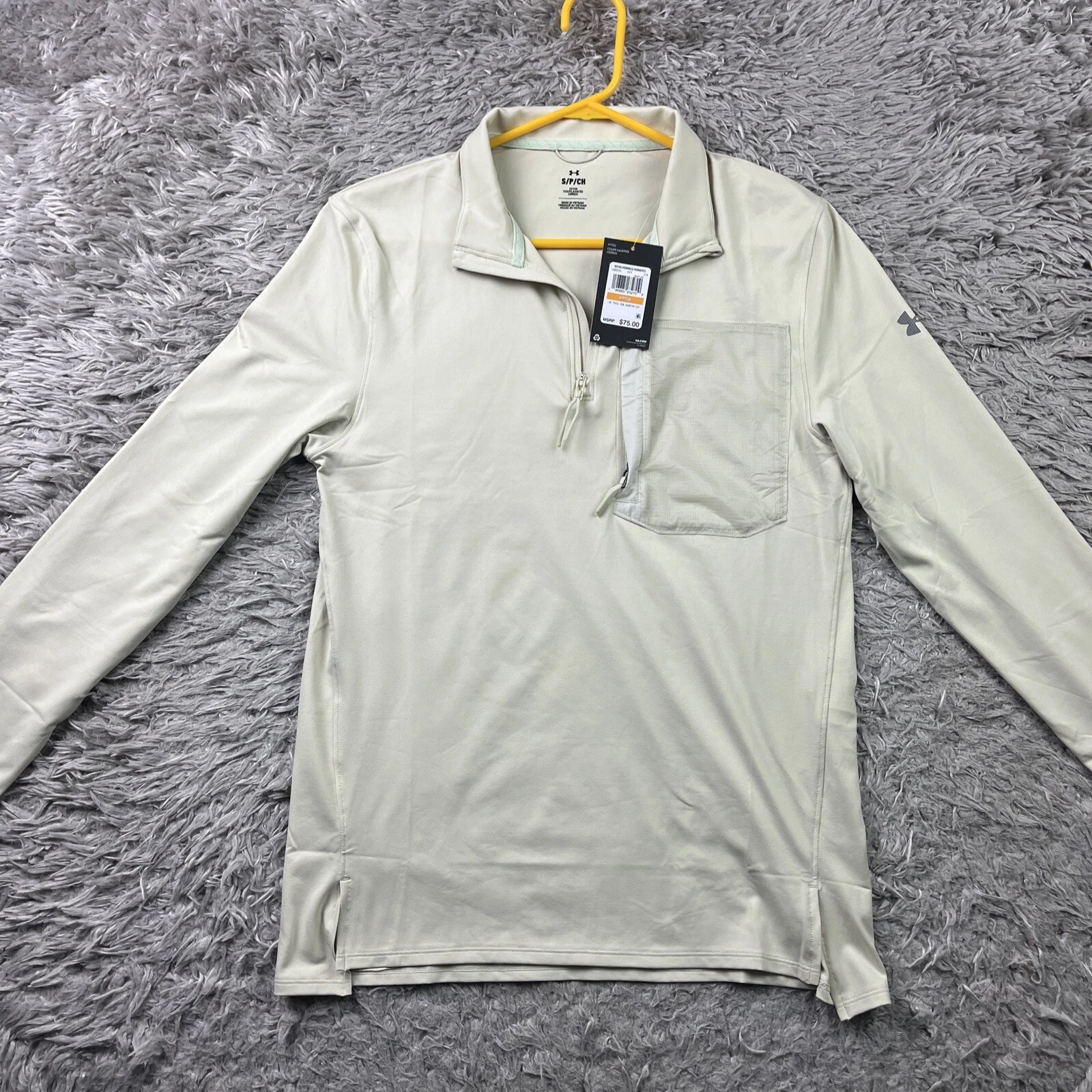 Under Armour Shirt Men's Small New Run trail Quarter Zip Active 1383244 Silt