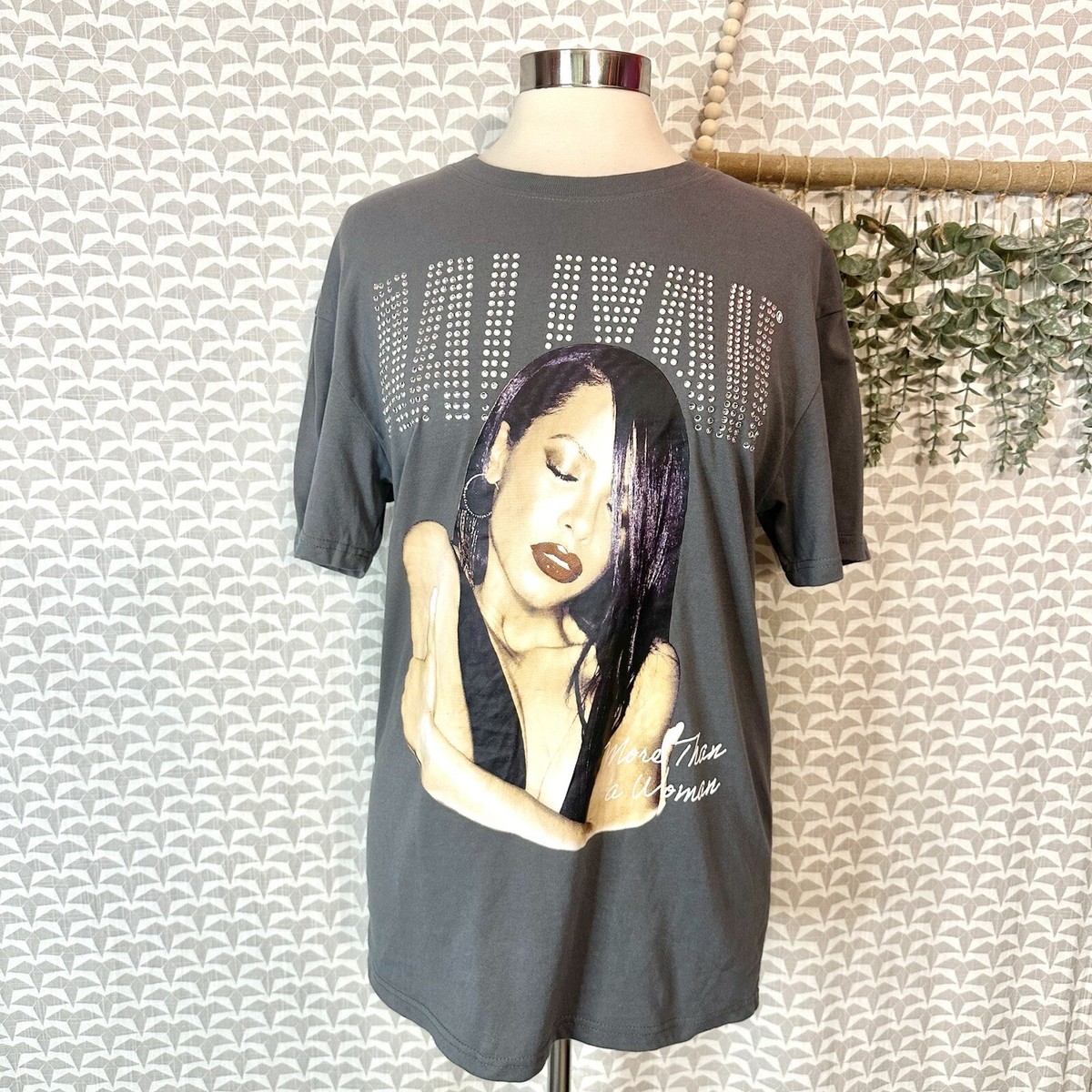 Aaliyah Rhinestone Studded T-Shirt Unisex Tee Shirt Licensed