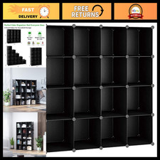 16 Cube Storage Organizer Shelves Units, Black - Modular Storage Solution for Ho
