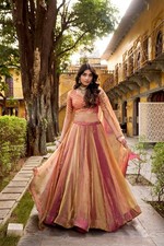 Latest Beautiful Carika Silk Pink Lehenga Choli With Dupatta For Festival Wear