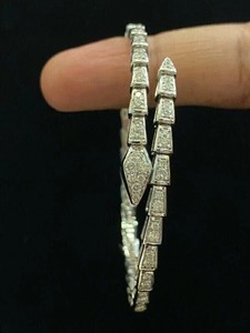 Authentic 2.60Ct Round Lab Created Diamond Serpent Women's Bangle 14K White Gold Plated