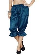 Teal Women Satin Victorian Bloomers Gothic Renaissance Pantaloons Dress