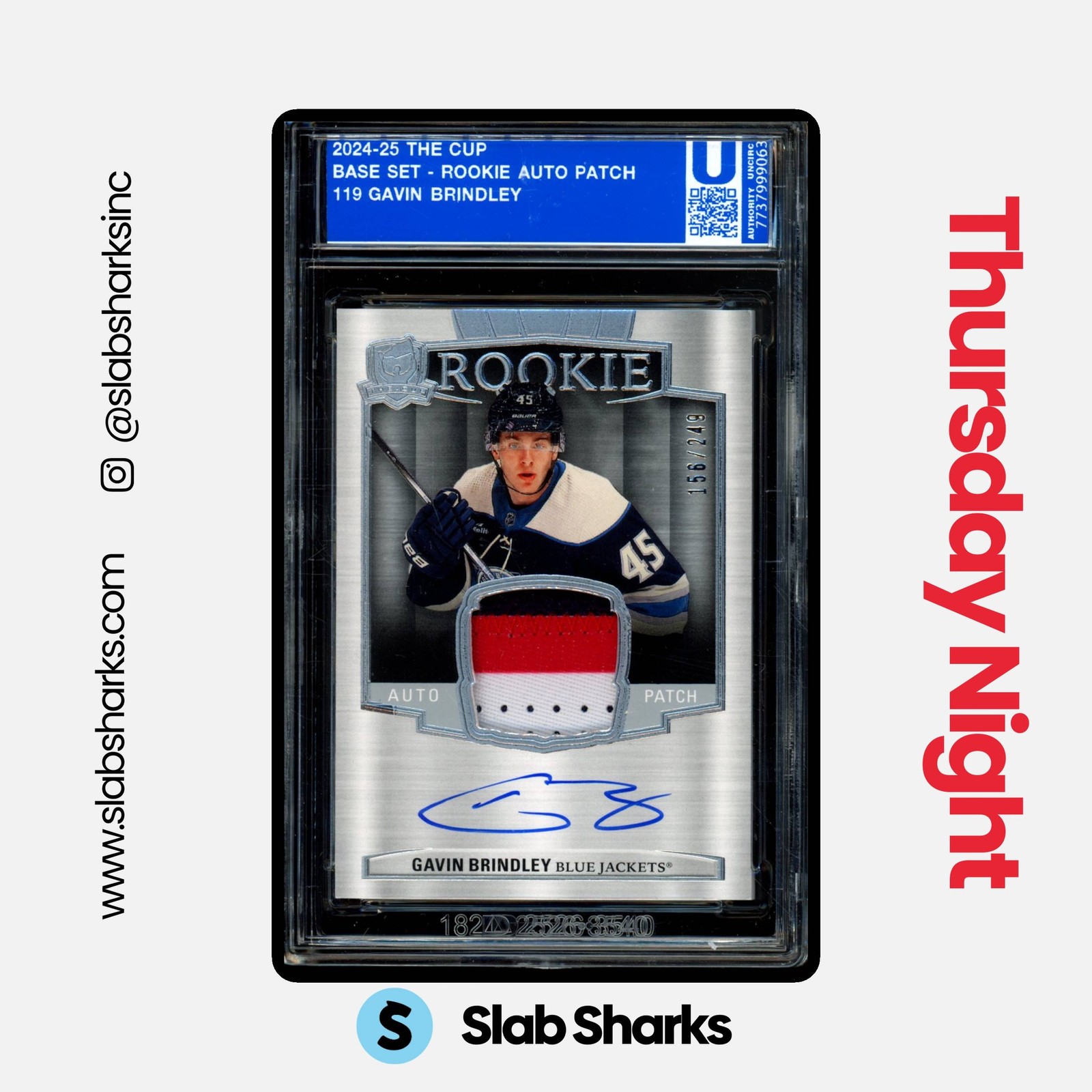 2024 UPPER DECK THE CUP #119 GAVIN BRINDLEY ROOKIE PATCH AUTO /249
