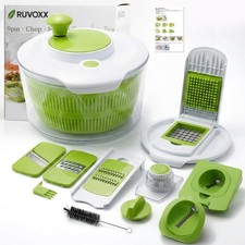 7-in-1 Large Salad Spinner & Vegetable Chopper with Container - 4.5L, Green