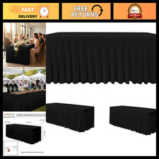 2 Pack Black Spandex Table Skirts for 6 Ft Rectangle Tables - Stretch Table Cove