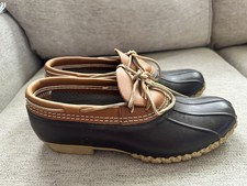 Vtg LL Bean Mens Maine Shoe Boots Rain Waterproof Duck Low Brown 10 NARROW
