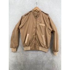 Montgomery Ward Bomber Jacket Mens 42 Tan Vintage Epaulettes Harrington Zip Coat