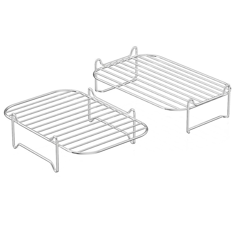 Ss Rack Self 2 Piece Stainless Steel Air Fryer Racks Designed for Double Basket Air ...