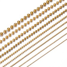 Stainless Steel Ball Chain Necklace Gold Color Round Bead 15cm 100cm Jewelry