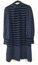 Vintage Marc by Marc Jacobs Burnout Velvet Dot Drop-Waist Dress Blue Size 6