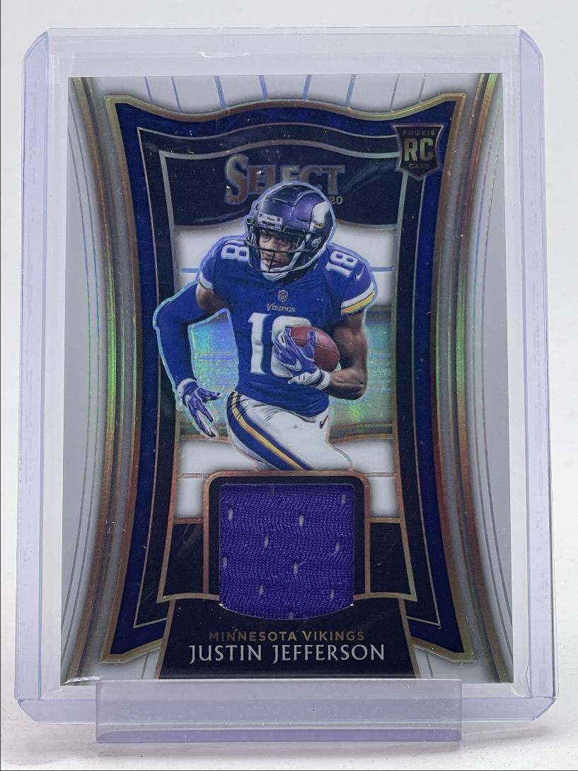 Justin Jefferson Panini Select Jumbo Rookie Swatch Prizm #JJE White