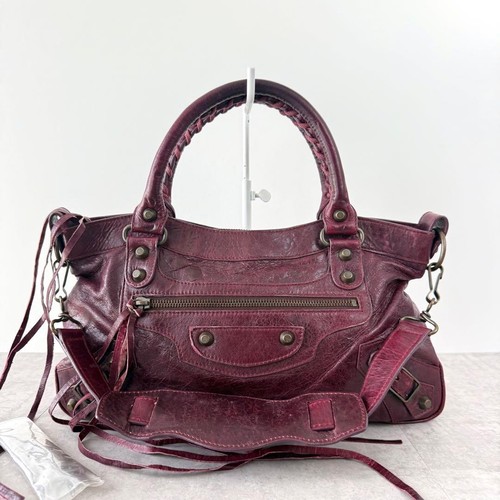 Balenciaga The First Leather 2Way Bag Bordeaux Y2K Shoulder Bag GOOD