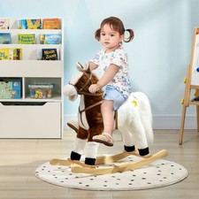 Rocking Horse Toddler Ride On Horse with Sound Saddle, Brown