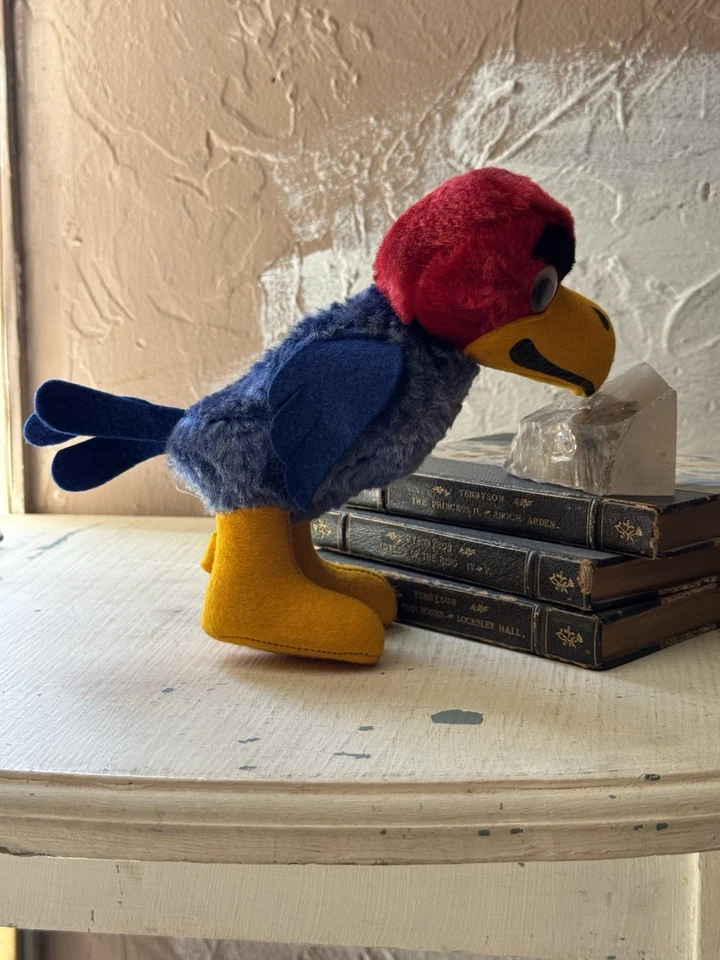 VINTAGE‼️Kansas Jayhawks Basketball Plush Stuffed Mascot Felt🔥RARE - Image 3 of 4