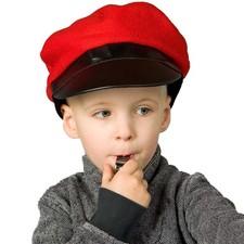 Schaffner Mütze Rot mit schwarzer Blende Lokführer-Mütze für Kinder