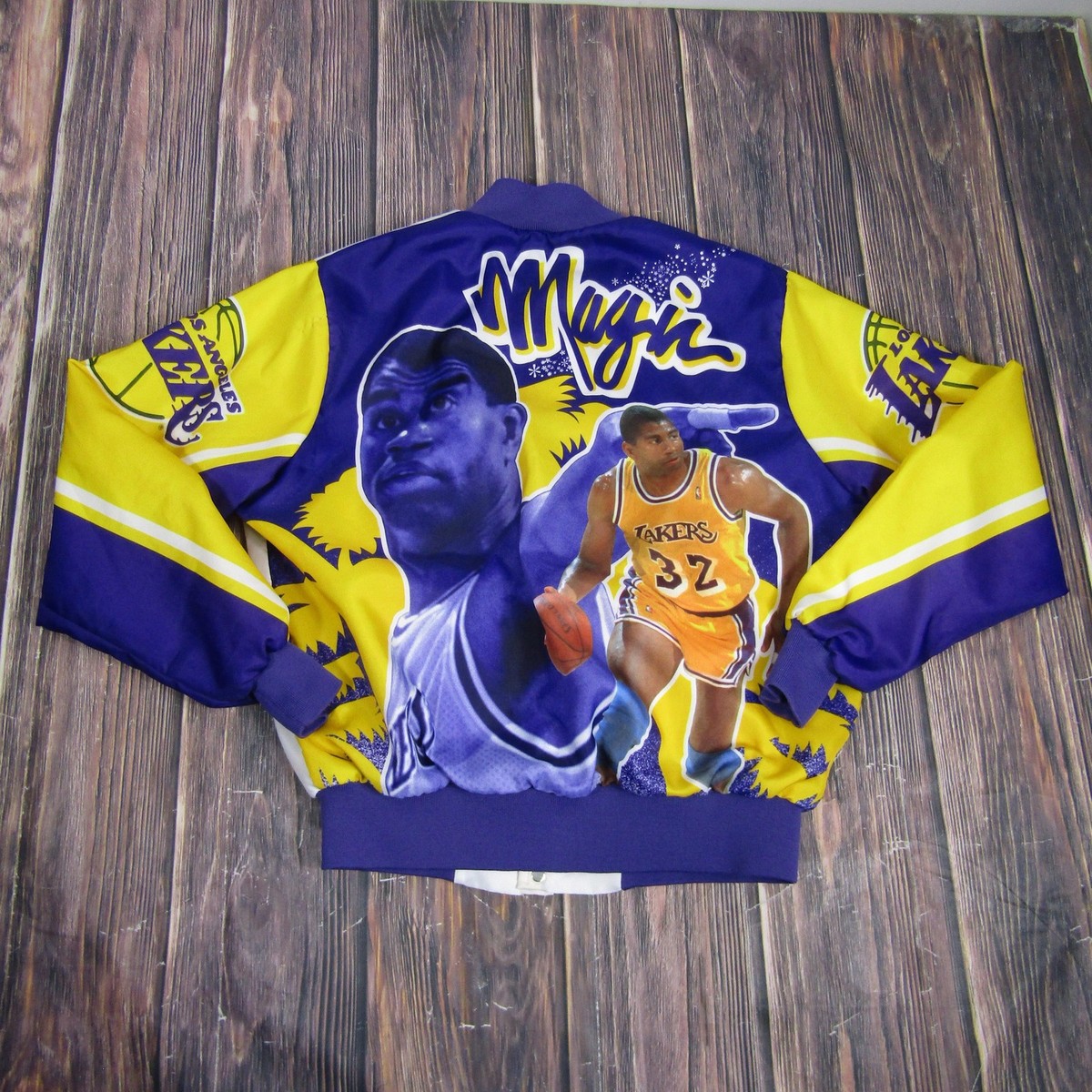 Vintage Los Angeles Lakers Jacket Mens Large NBA Magic Johnson