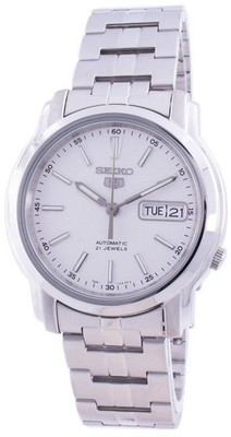Seiko 5 Automatisch Weiß Zifferblatt Edelstahl Armband 30M SNKL75K1 Herrenuhr