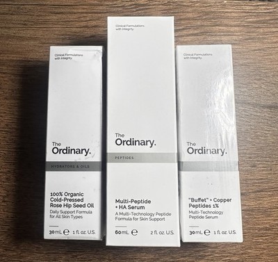 3 PCS The Ordinary Face Serum Set -NEW- Buffet Copper , Multi Peptides HA, Rose
