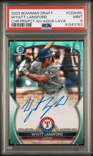 2023 BOWMAN DRAFT CHROME PROSPECT AUTO AQUA LAVA WYATT LANGFORD 150/199 PSA 9