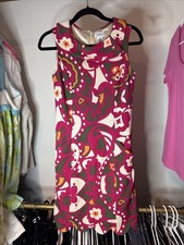 Vintage Lilly Pulitzer Olive Off the Wagon Scallop Hem Dress Pink Floral Size 2
