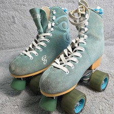 Candi Girl CARLIN Brushed Suede Green/Blue Quad Roller Skates Womens 6
