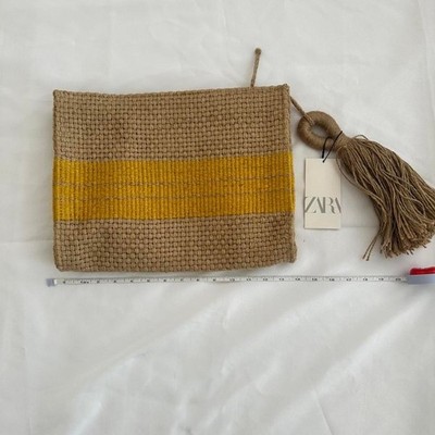 New Zara Yellow Stripe Oversized Clutch