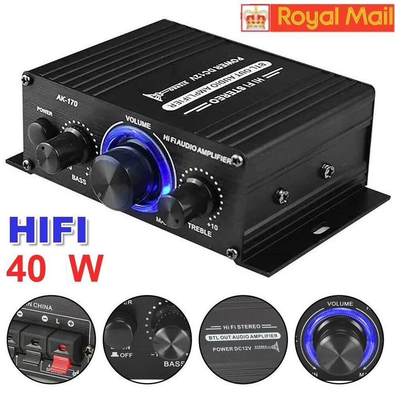 40W Power Digital Amplifier Hi-Fi Mini Stereo Audio AMP USB FM Mic Home Car UK
