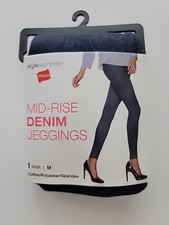 New HANES STYLE ESSENTIALS MID-RISE DARK BLUE DENIM JEGGINGS Sz M