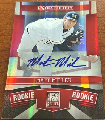 2010 Donruss Elite Extra MATT MILLER Rookie #174   Brewers RC Autograph   /585