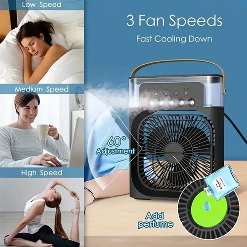 3 in 1 Fan Air Conditioner Small Water Air Cooler LED Lights Air Cooling Fan - Picture 2 of 9