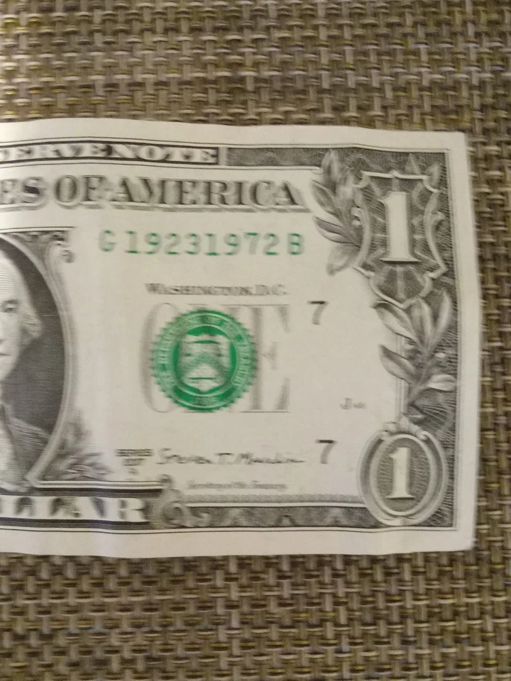 2007 A Washington Dollar Double Date Serial 1923 1972 Fancy $1 Banknote - Image 2 of 4