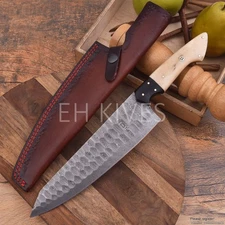 "12 Handmade Damascus Slicing Sharp Chef Knife for Meat/BBQ with Sheath