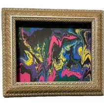 Jackson Pollock style Painting Abstract Modern Art “Hills of my Childhood” 9x12”