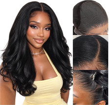 Synthetic 13x6 HD Lace Frontal Wigs Pre Plucked 26 Inch Long Black Body Wave Wig