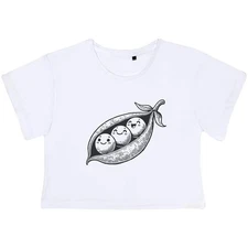 'Peas In A Pod' Women's Cotton Crop Tops (CO052681)