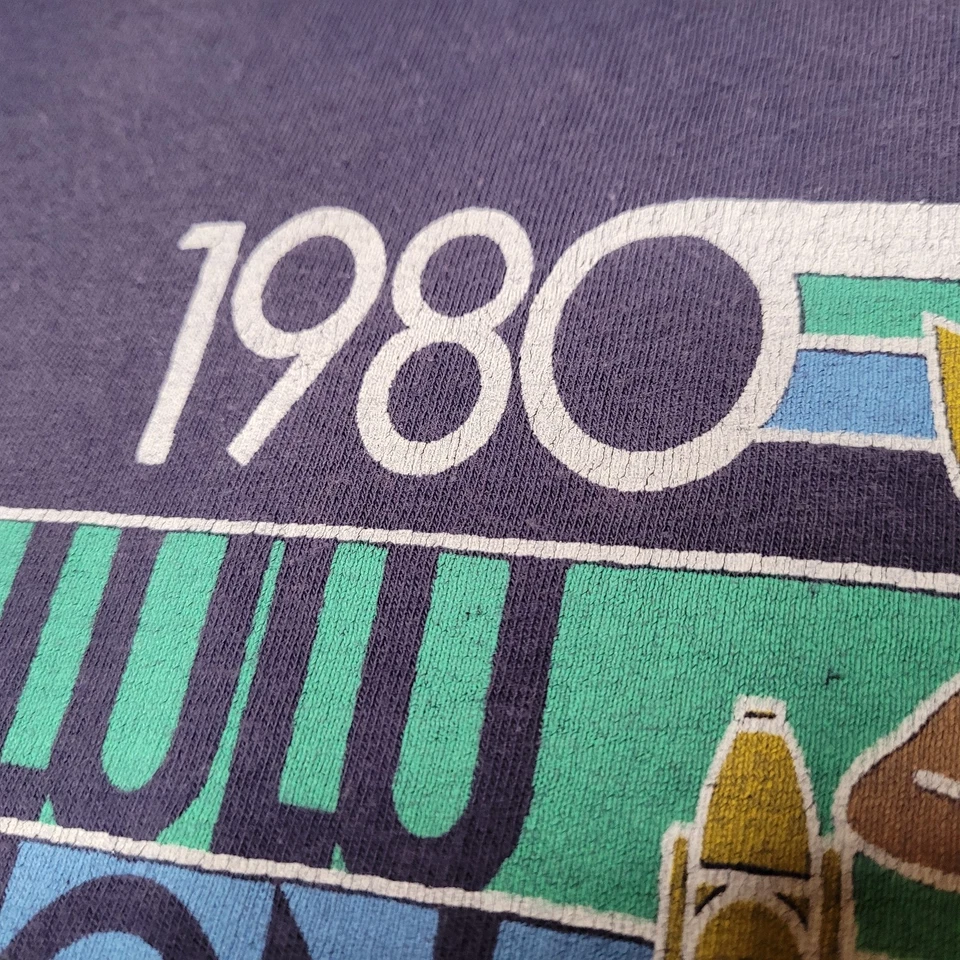 Camisa Maratón Honolulu De Colección Para Hombres Pequeña Azul Nike Finisher Correr Años 80 Camiseta Foto 4 de 4