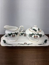 Vtg Royal Adderley from England Bone China Sugar & Creamer W/ Tray