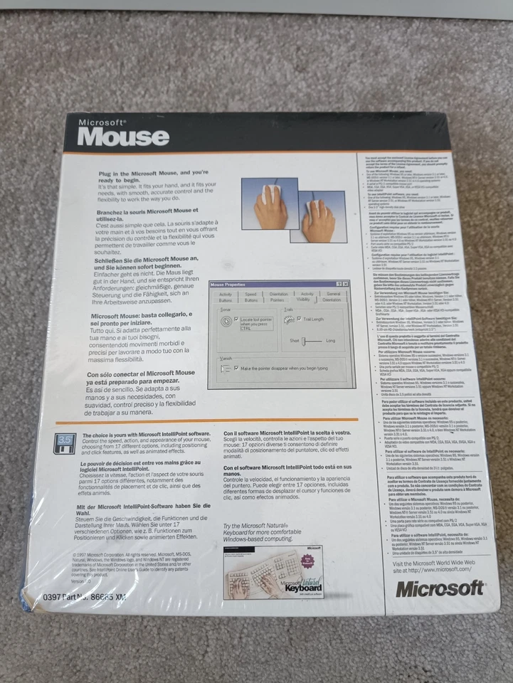 Vintage Boxed Sealed Microsoft PC Mouse For Windows 3.1 & 95 Serial Port & PS/2 - Image 4 of 4