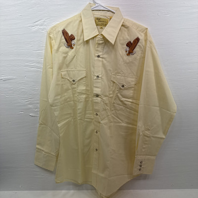 New Men s ELY wildlife collection Yellow long sleeve pearl Medium B-75