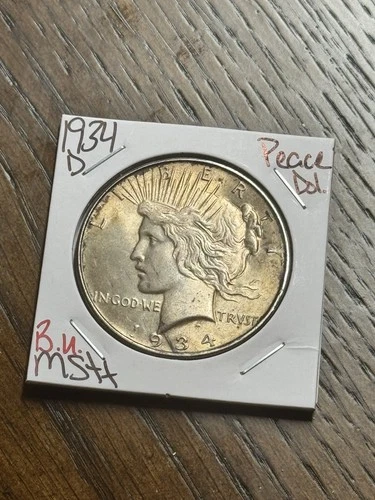 1934 D Peace Silver Dollar BU Uncirculated MS++ Better Date U.S. $1 Coin (18468)