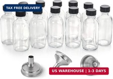 AOZITA 12 Pack, 2 oz Small Clear Glass Bottles w/Lid 3 Funnels - 60ml Boston S