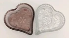 2X Depression Tiara Indiana Glass Sandwich Amethyst & White Heart Candy Dish VTG