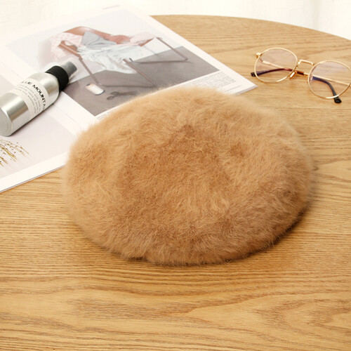 Damen Kunstfellmütze Barettkappe Plüsch pelzige Beanie warm dick französischer Winterstil - Bild 15 von 16