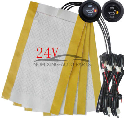 2 Seats Universal Seat Heater Install 24V Round Hi-off-low Switch Carbon Pad