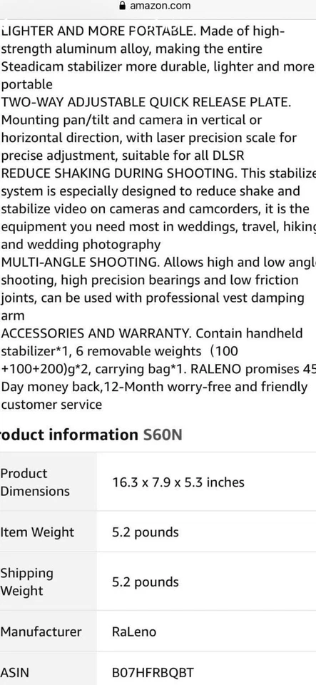 Handheld Camera Stabilizer Steadicam S60N W/quick Release Plate & Carry Bag For  - Image 4 of 4
